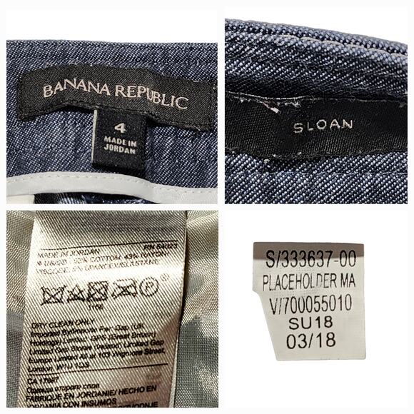 Banana Republic Sloan Fit Crop Pants sz 4 Women Muted Blue Buttons 30x26 Stretch - Picture 6 of 9